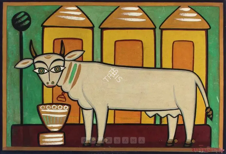 Roy, Jamini (Artist). Cow, n.d. | Painting