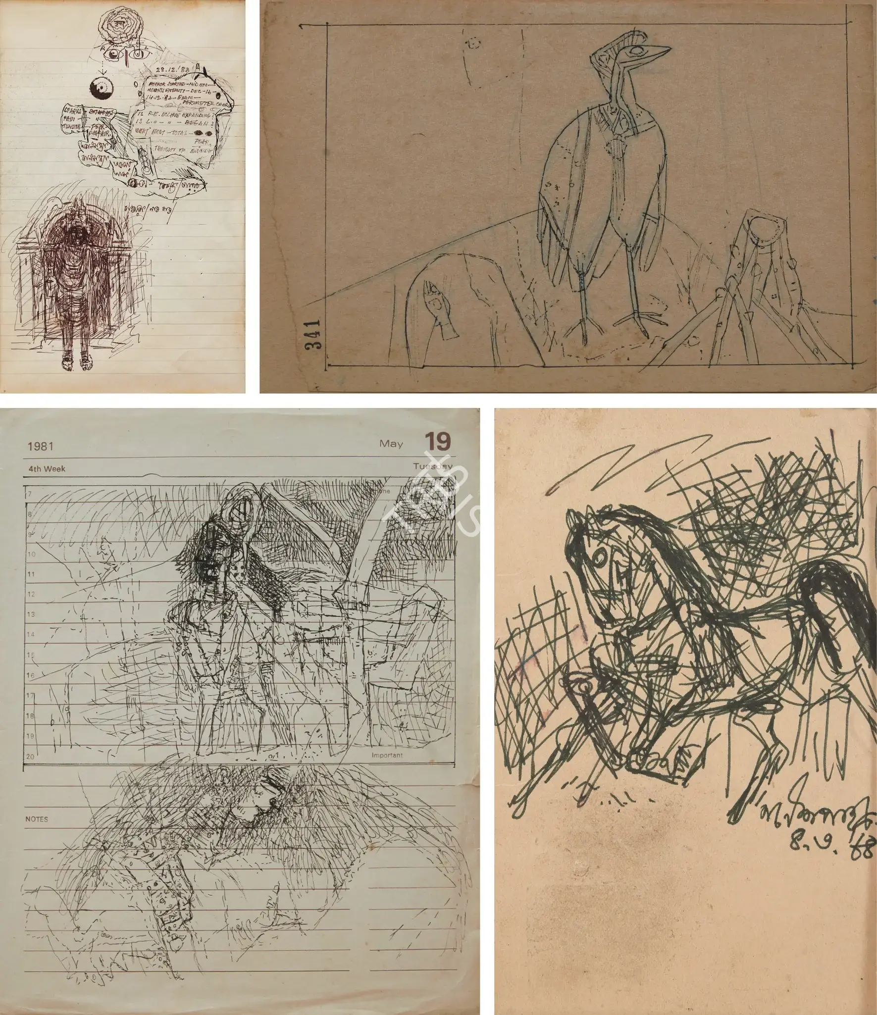 Pyne, Ganesh (Artist). Untitled (Double Sided), 1983 | Drawing