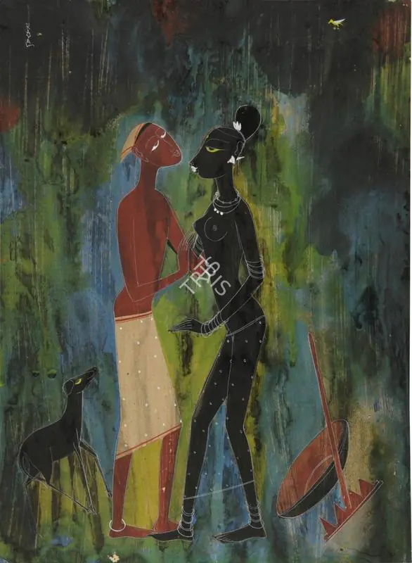 Raval, Rasik D. (Artist). Untitled (Couple), n.d. | Painting