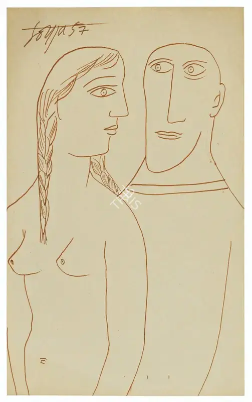 Souza, F.N. (Artist). Untitled (Couple), 1957 | Drawing