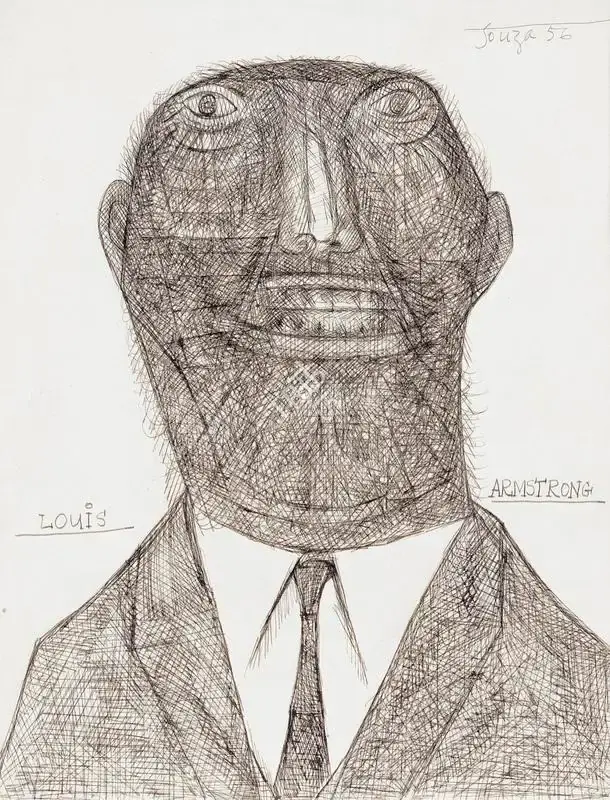Souza, F.N. (Artist). Louis Armstrong, 1956 | Drawing
