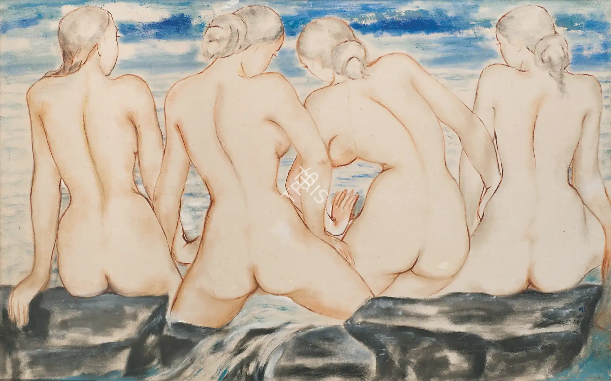 Ara, K.H. (Artist). Four Nudes, early/mid 1960s | Painting