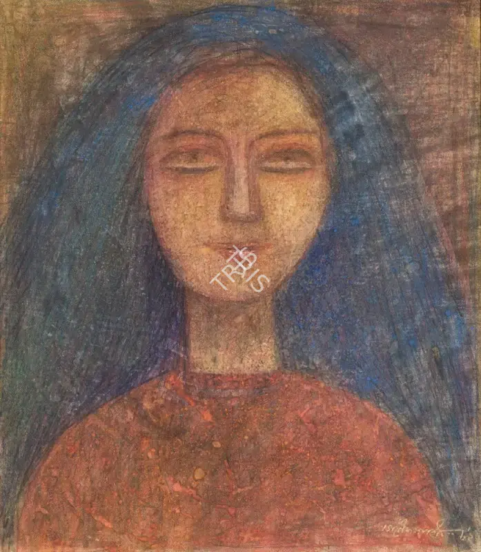 Pyne, Ganesh (Artist). Face of Woman, 1982 | Painting