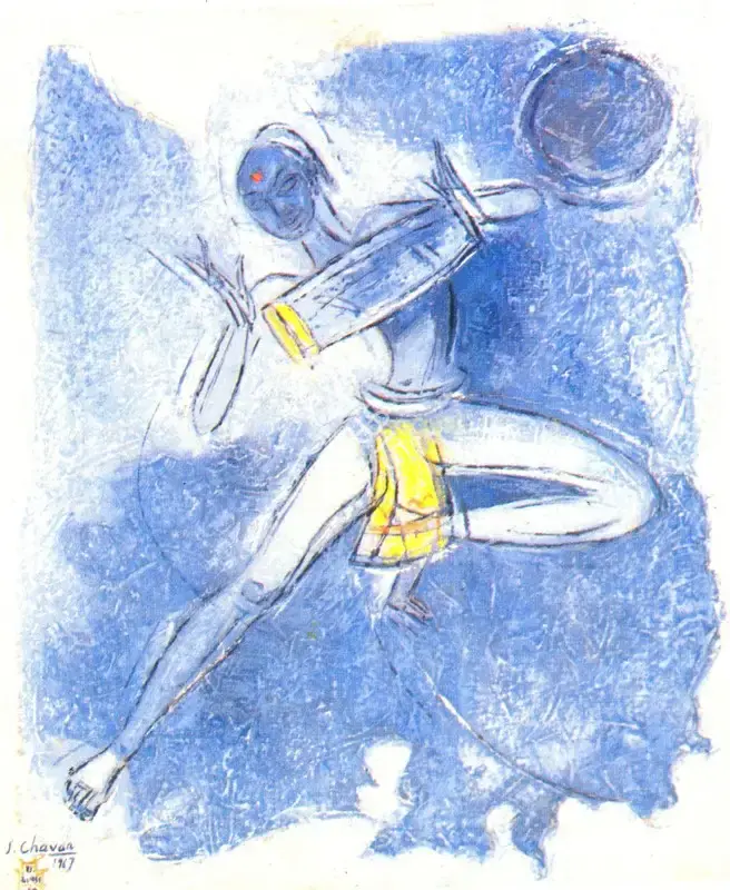 Chavda, Shiavax (Artist). Ecstasy Of Rhythm VII (Folk Drummer), 1967 | Painting