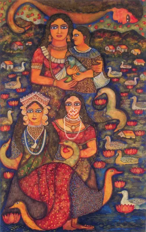 Burman, Jayshri (Artist). Enchant Ment. Watercolour, pen and ink on paper, 2006 | Painting | FineArts | 00898067