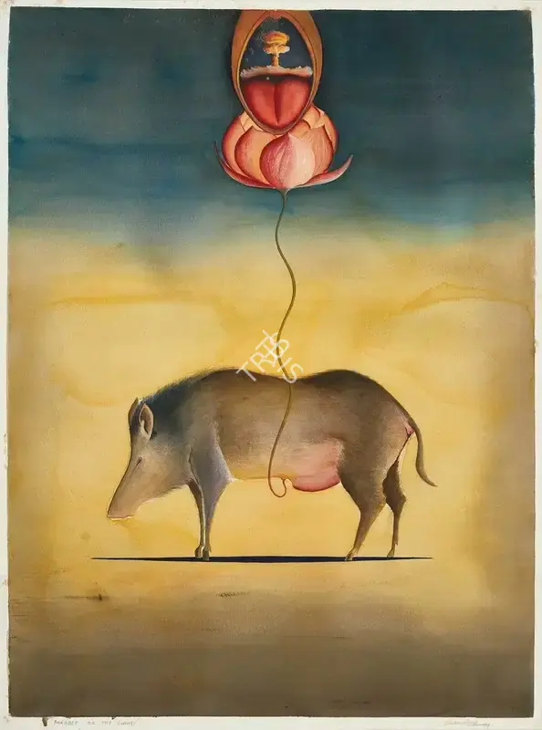 Nair, Surendran (Artist). Parable of the Swine. Watercolour on paper, 1999 | Painting | FineArts | 00358069