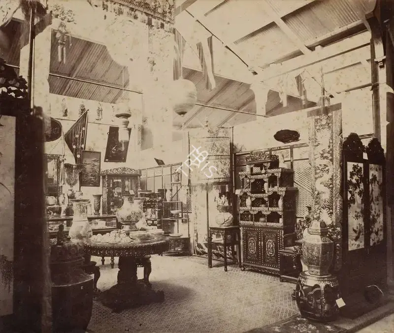 Narayan, Shew Shankar (Photographer). The China Court - From the album 'Calcutta International 1883-84 Exhibition Views'. Albumen print pasted on mount, 1883-1884 | Antiquarian Photograph | Photography | 00115308