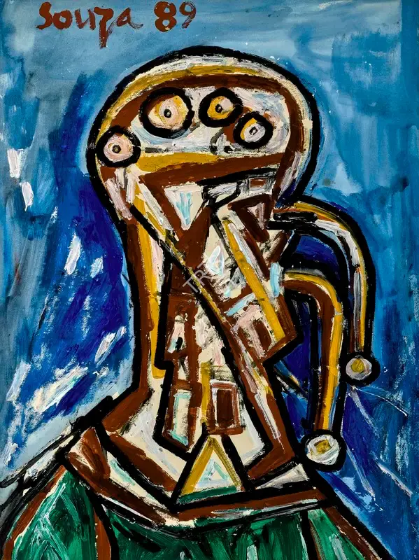 Souza, F.N. (Artist). Untitled (Head), 1989 | Painting