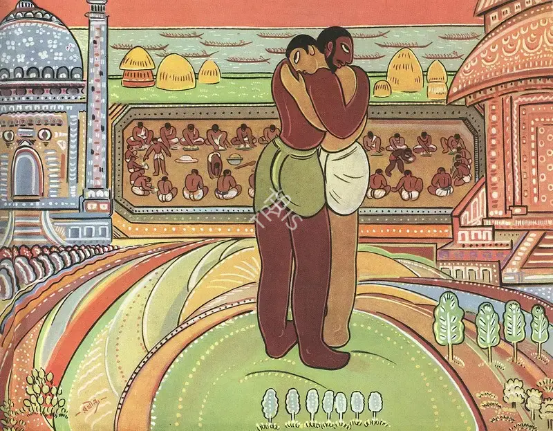 Maitra, Rathin (Artist). Santhal Dances, n.d. | Painting