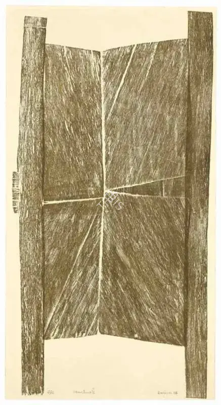 Hashmi, Zarina (Artist). Structure II. Relief print from collaged wood on Indian handmade paper, 1968 | Print | FineArts | 00595359