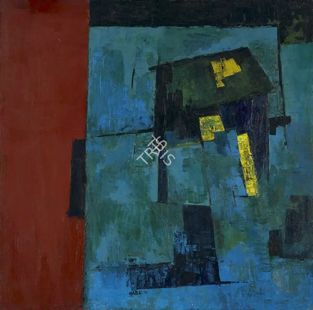 Gade, H.A. (Artist). Blue Hut Blues, 1972 | Painting