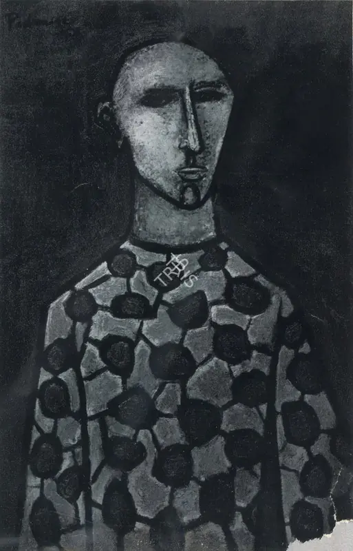 Padamsee, Akbar (Artist). Man in Costume. Oil, 1952 | Marg, June 1954 | Painting | FineArts | 00674628