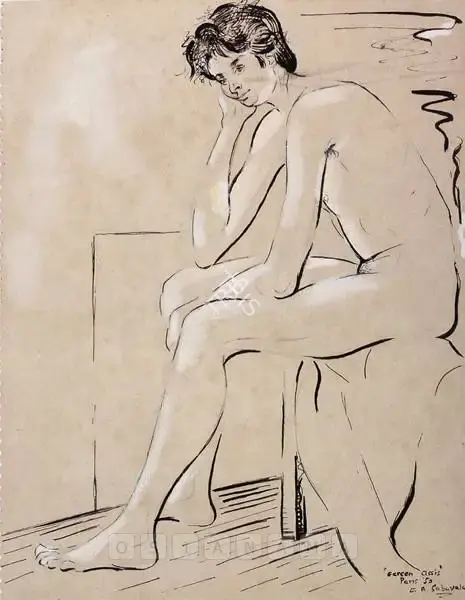 Sabavala, Jehangir (Artist). Garcon Assis, 1950 | Painting