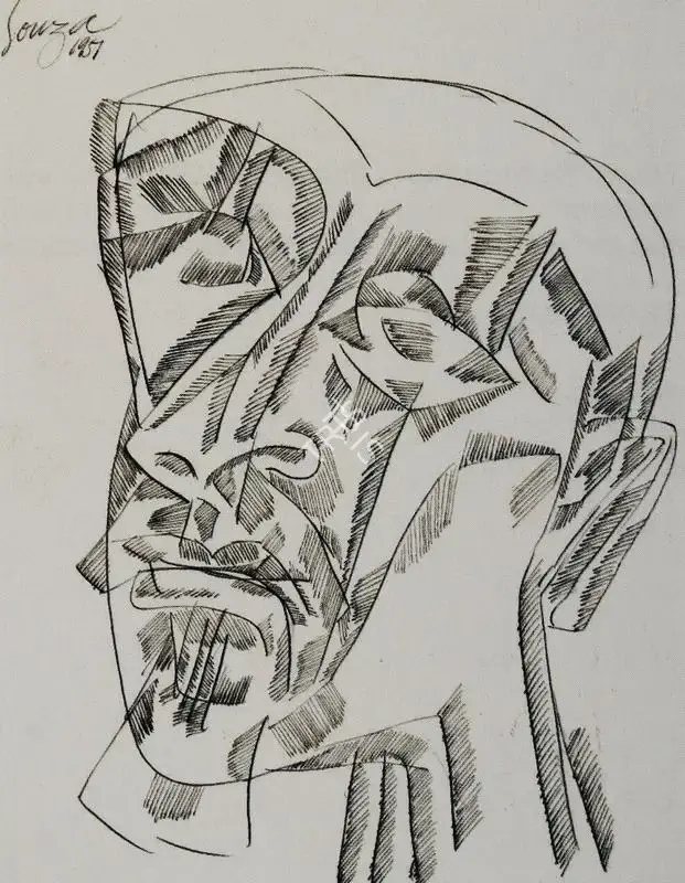 Souza, F.N. (Artist). Head, 1957 | Drawing