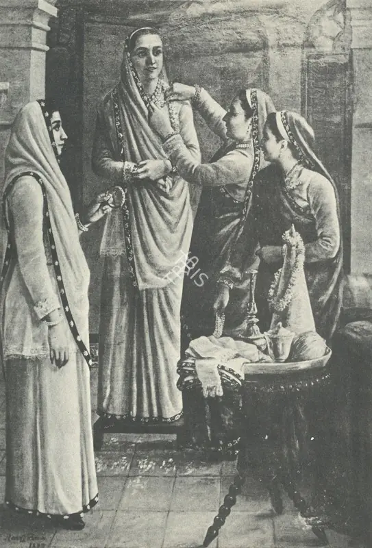 Varma, Raja Ravi (Artist). Decking a Parsee Bride, 1893 | Painting