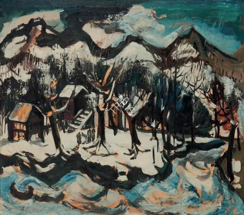 Chandra, Avinash (Artist). Snow in Pahalgam, c. Early 1950s | Painting