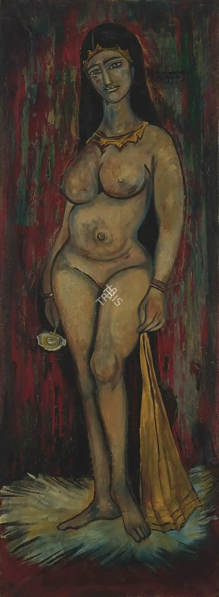 Souza, F.N. (Artist). Nude with Flower, 1957 | Painting