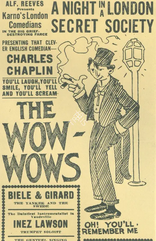 Unknown (Publicity Designer), Poster for Fred Karno's troupe's performance in America, featuring Charlie Chaplin | Theatre related memorabilia, My Life in Pictures, 1985 | CinemaEducation | 00795044