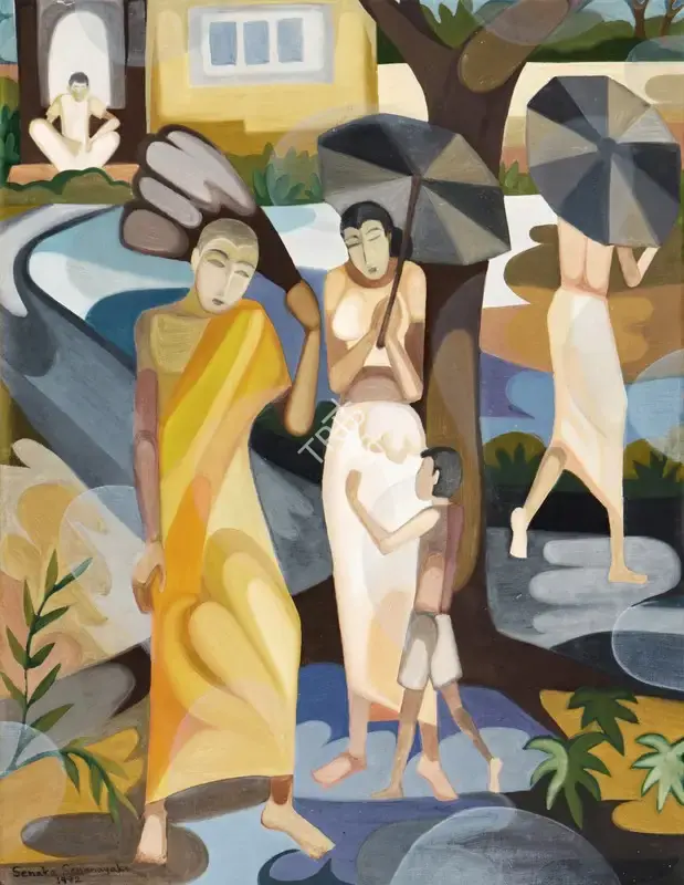 Senanayake, Senaka (Artist). Rainy Day in the Village. Oil on canvas, 1982 | Painting | EconomicsArt | 00872725