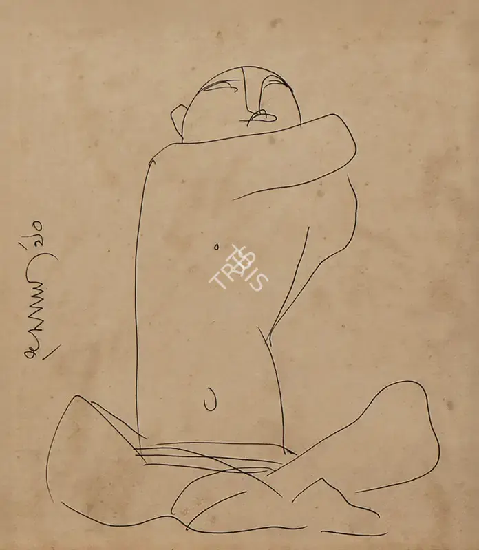 Bandopadhyay, Ramananda (Artist). Untitled. Ink on paper, 1990 | Drawing | EconomicsArt | 00873032