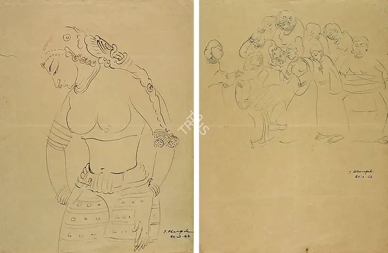 Dhanapal, S. (Artist). Composition, 1953 | Drawing
