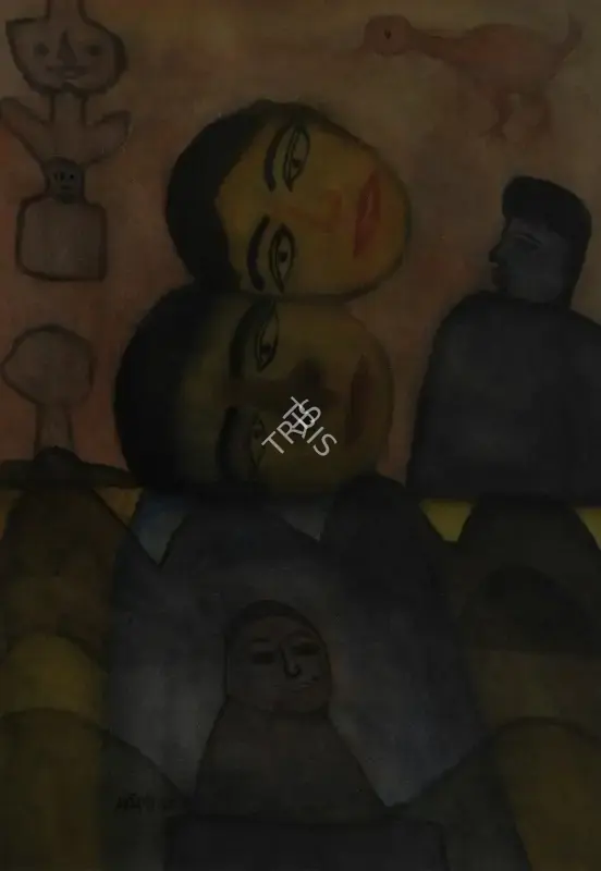 Parekh, Madhavi (Artist). Untitled (Faces). Watercolour on paper, 1995 | Painting | FineArts | 00898835