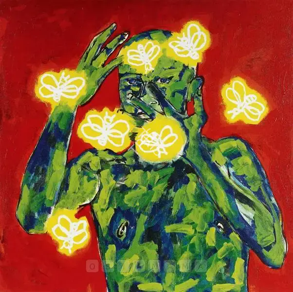 Sunder Singh, D. Ebenezer (Artist). Fire Fly - Fire Fly. Acrylic on canvas, 2004 | Painting  | 00881543