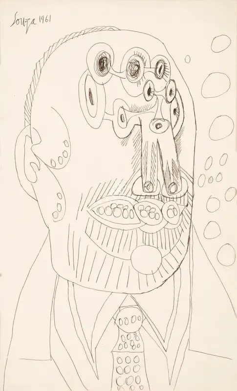 Souza, F.N. (Artist). Untitled (Head), 1961 | Drawing