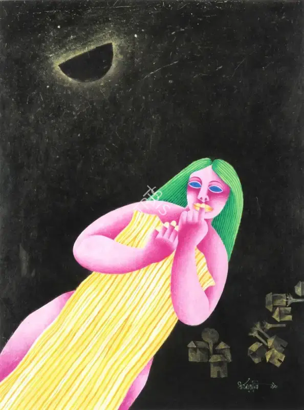 Dasgupta, Dharmanarayan (Artist). At Night. Gouache on paper, n.d. | Painting | FineArts | 00897766