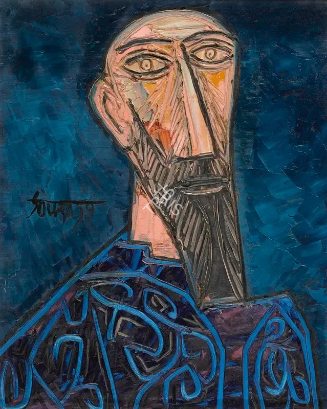 Souza, F.N. (Artist). Untitled (Head of a Priest), 1959 | Painting