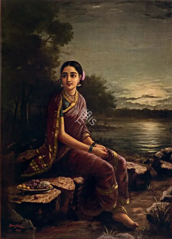 Varma, Raja Ravi (Artist). Radha in the Moonlight. Oil on canvas, 1890 | Painting | FineArts | 00643234