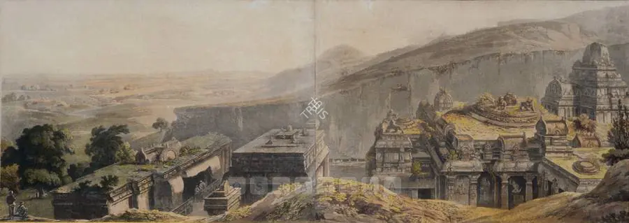 Daniell, Thomas (Artist). Kailasa Temple-Ellora. Aquatint, 1798-1803 | Graphic Art  | 00877592