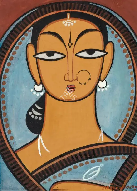 Roy, Jamini (Artist). Untitled (Woman in Blue), n.d. | Painting