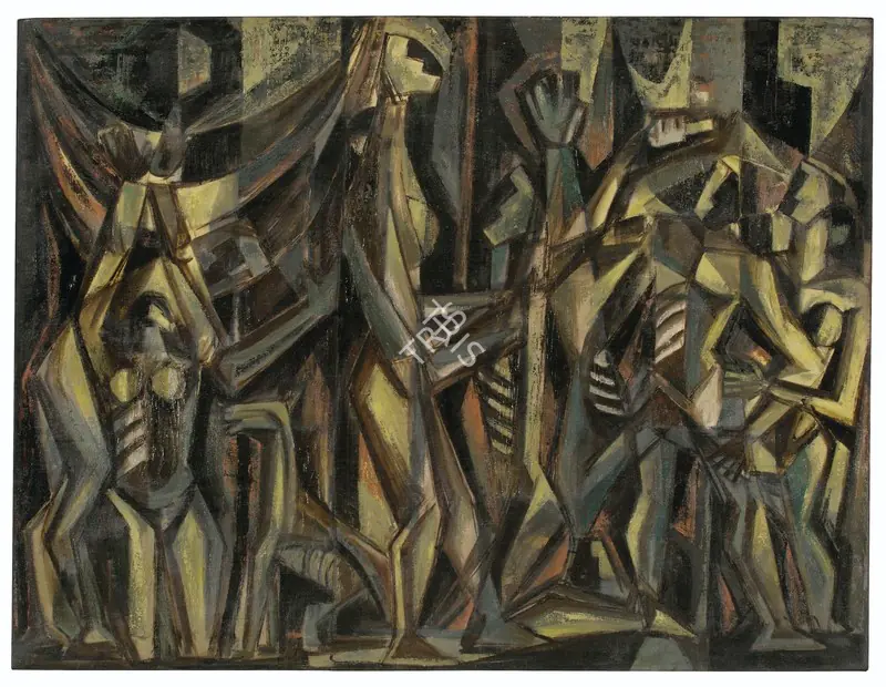Mondal, Rabin (Artist). Brothel-I. Oil on canvas, 1962 | Painting  | 00867599