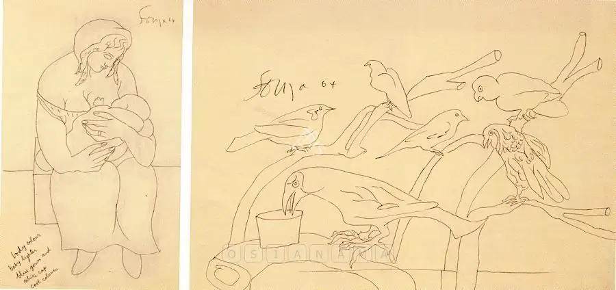 Souza, F.N. (Artist). Untitled (Mother And Child), 1964 | Drawing