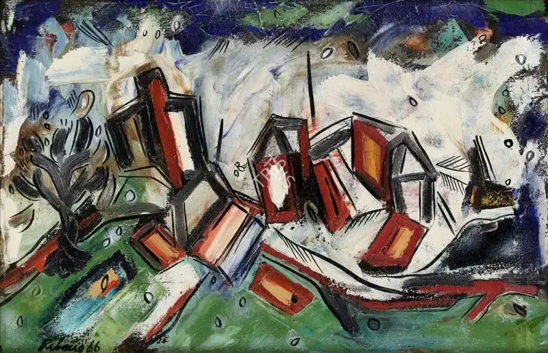 Ribeiro, Lance (Artist). Green Landscape. Oil and PVA on canvas, 1966 | Painting | FineArts | 00339579