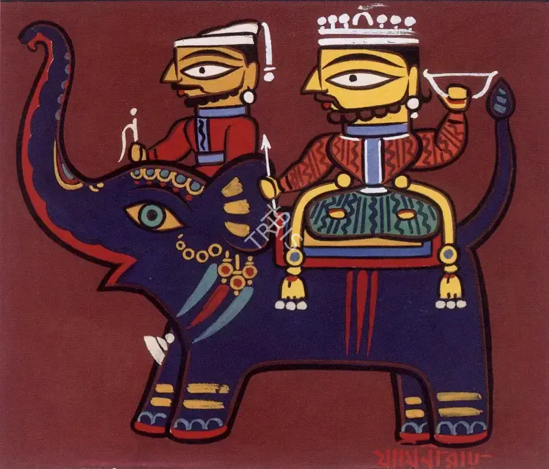 Roy, Jamini (Artist). Elephant And Riders, n.d. | Painting