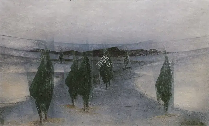 Sabavala, Jehangir (Artist). Sentinel Trees I. Oil on Canvas, 1967 | The Crucible of Painting | Painting | FineArts | 00182414