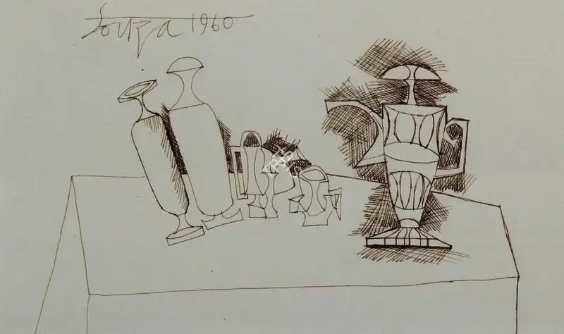 Souza, F.N. (Artist). Untitled (Ritual Implements), 1960 | Drawing