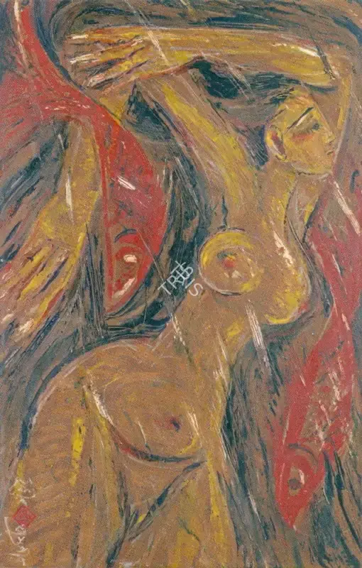 Khastgir, Sudhir (Artist). Nude with Fishes, 1962 | Painting