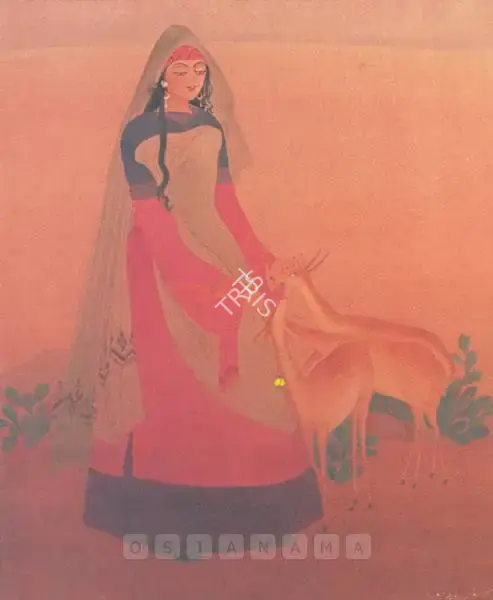 Chughtai, M.A.R. (Artist). Laila In The Wilderness. Wash on paper, n.d. | Painting  | 00877712