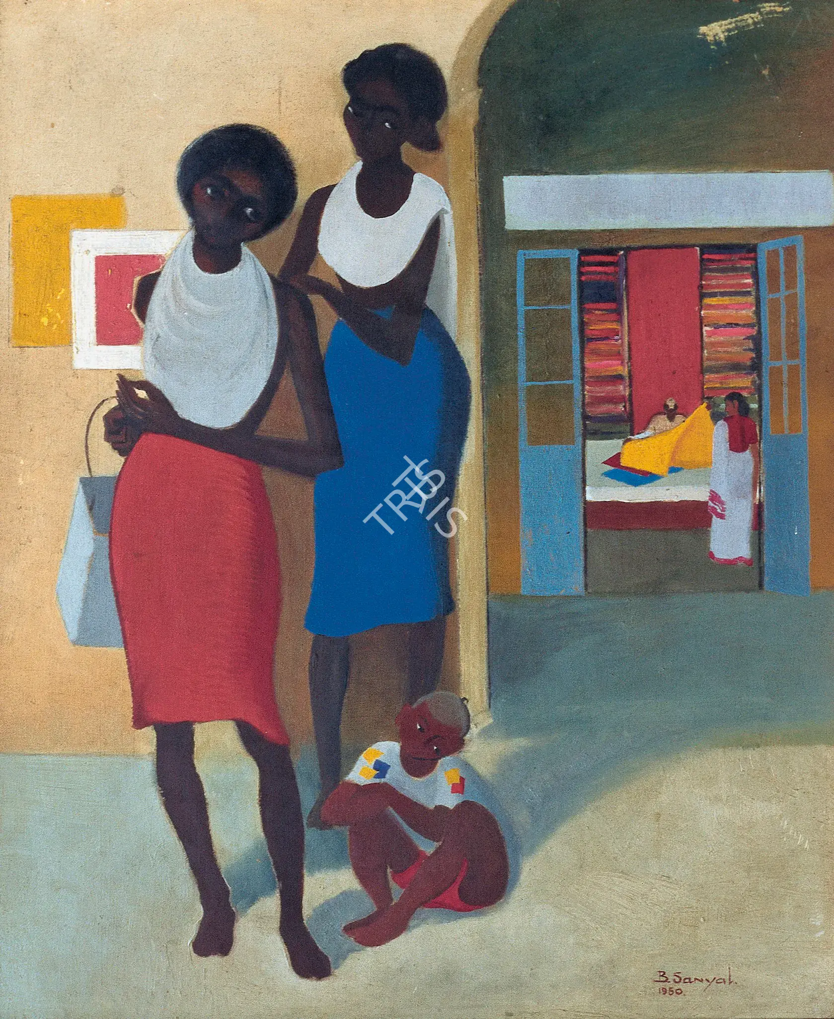 Sanyal, B.C. (Artist). Beggars My Neighbours. Oil on canvas, 1950 | Painting | FineArts | 00375761
