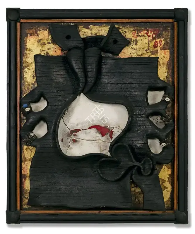 Gujral, Satish (Artist). Untitled (Ganesh). Mixed media and burnt wood, 1989 | Sculpture | FineArts | 00594815
