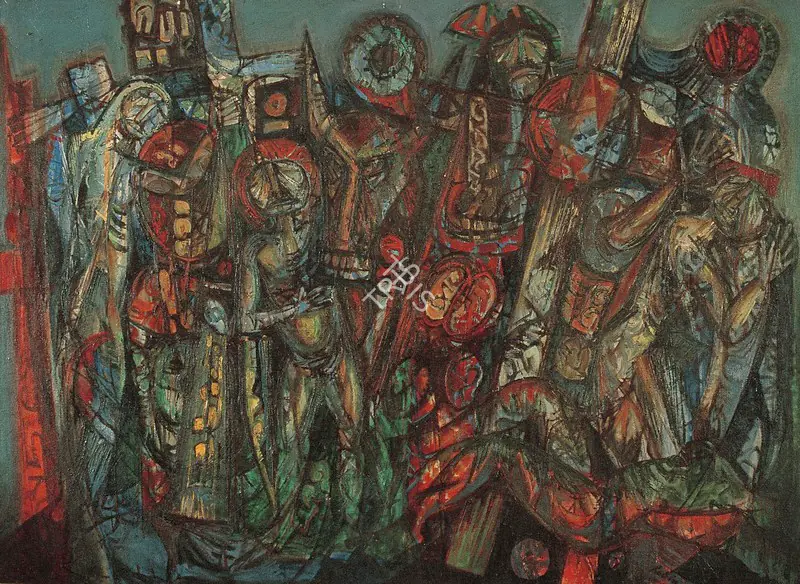 Mondal, Rabin (Artist). Genocide. Oil on canvas, 1972 | Painting | FineArts | 00597766