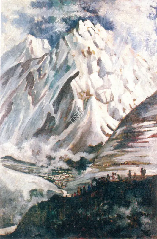 Chakravorty, Ramendranath (Artist). Holy Badrinath, n.d. | Painting