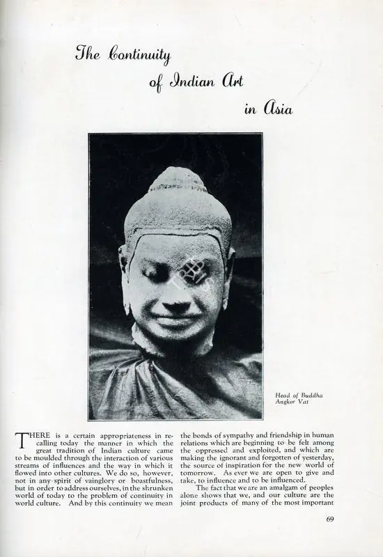 The Continuity of Indian Art in Asia. In Marg. 1(2), pp. 69-77. Bombay: Modern Architectural Research Group, January 1947 | Essay | FineArts | 00668745, 1947