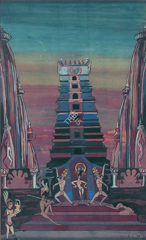 Sabavala, Jehangir (Artist). Before The Temple. Gouache on paper, 1943 | Painting  | 00879866