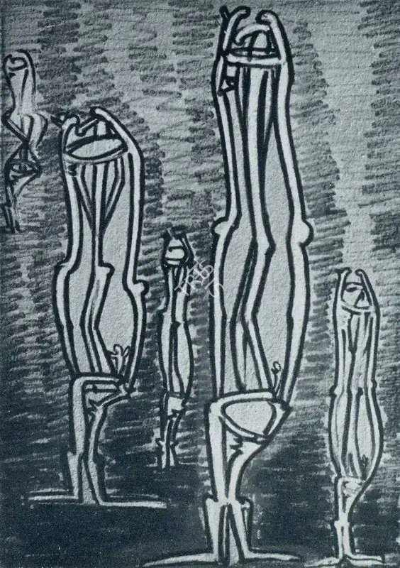 Bhagat, Dhanraj (Artist). Tree of Life. Sketch, n.d. | Marg, June 1955 | Drawing | FineArts | 00674211