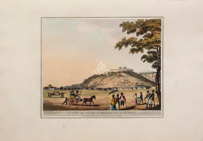 Merke, H. (Printmaker). A view of Mount St. Thomas, near Madras. Print on paper, 04 June 1804 | Aquatint, A Brief History of Ancient and Modern India, 1805 | Scholarship | 00156198