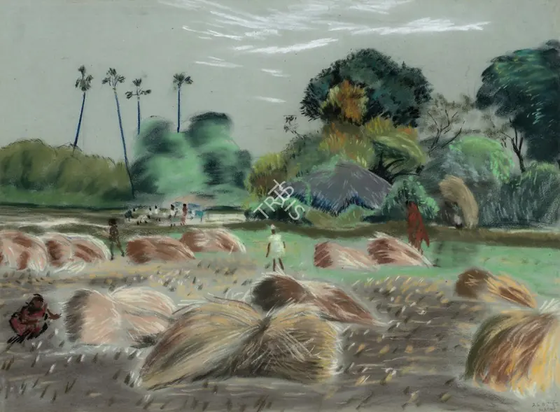 Chittaprosad (Artist). Untitled (Masol). Dry pastel on paper, 1952 | Painting | FineArts | 00357395